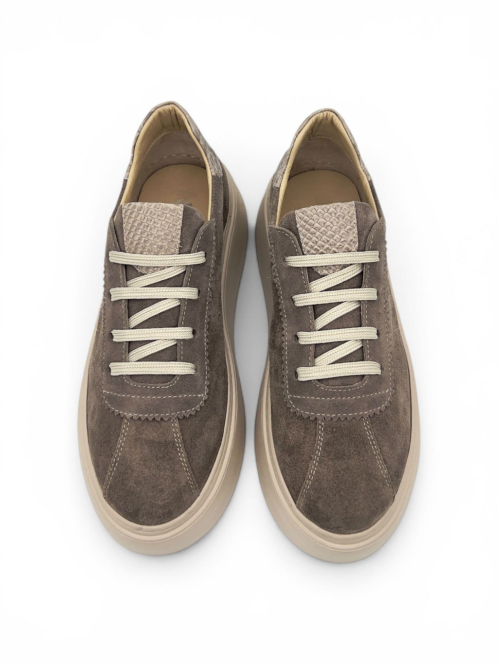 Vizon Süet Hakiki Deri Kroko Detaylı Kalın Taban Kadın Sneaker (2550)