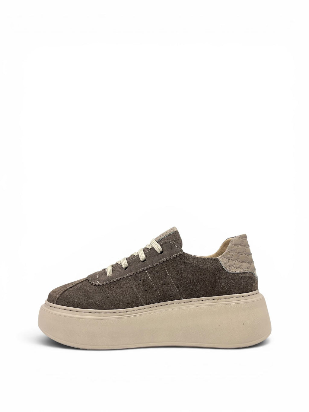 Vizon Süet Hakiki Deri Kroko Detaylı Kalın Taban Kadın Sneaker (2550)