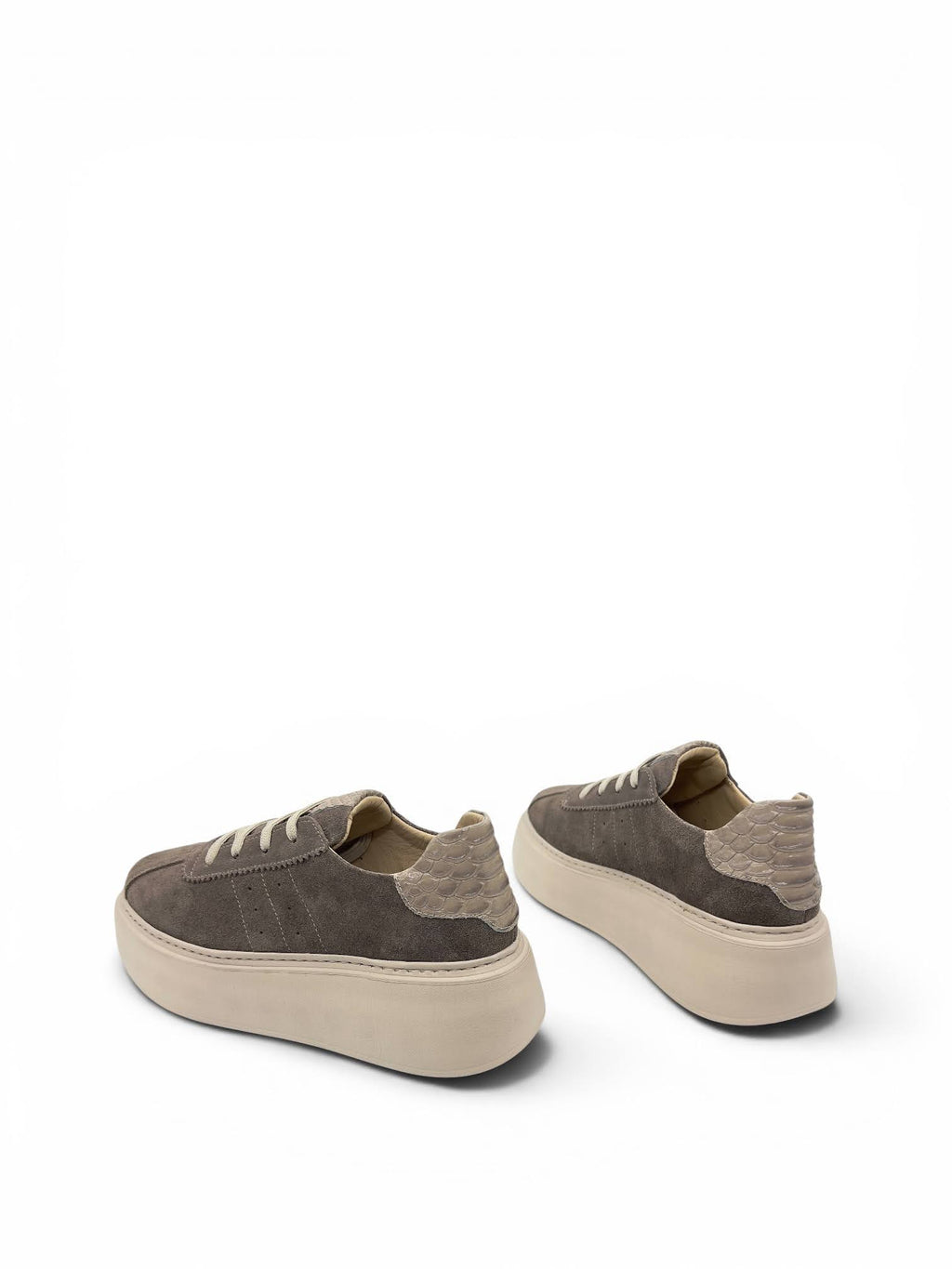 Vizon Süet Hakiki Deri Kroko Detaylı Kalın Taban Kadın Sneaker (2550)