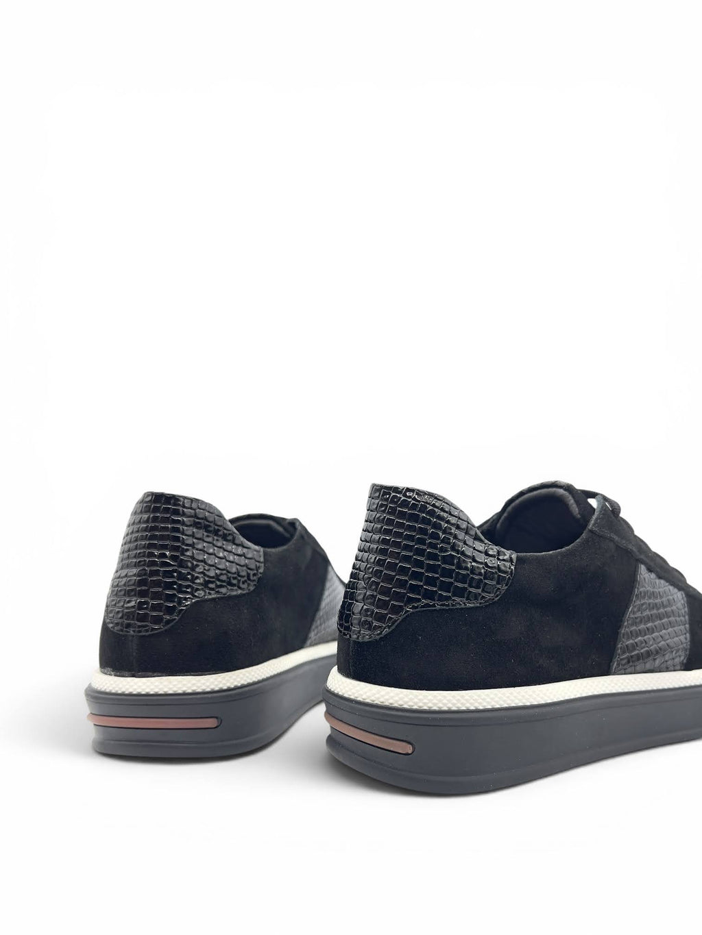 Siyah Süet Hakiki Deri Kroko Detaylı Kadın Sneaker (25512)