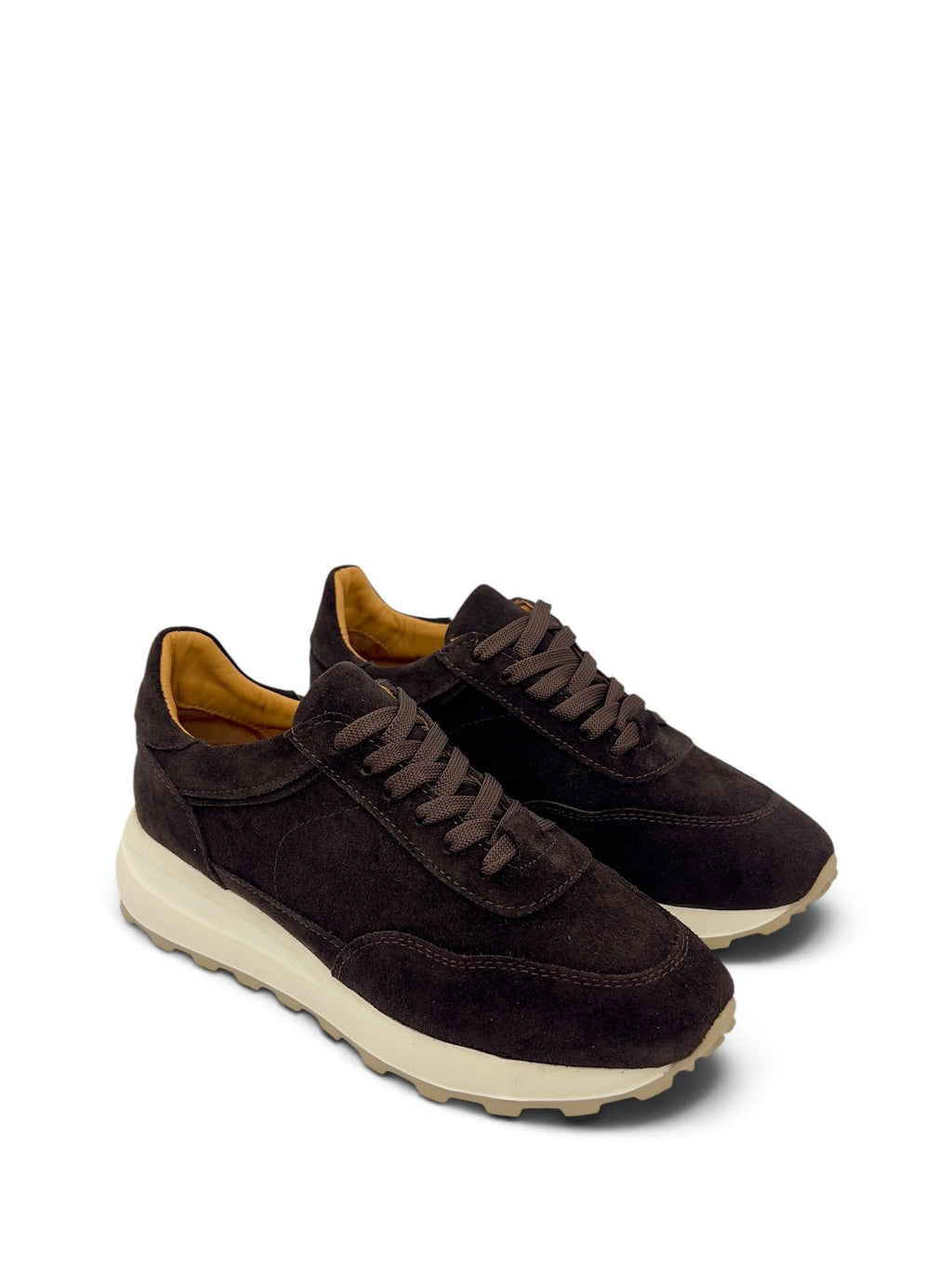 Acı Kahve Süet Hakiki Deri Kalın Tabanlı Casual Kadın Sneaker (37KY001)
