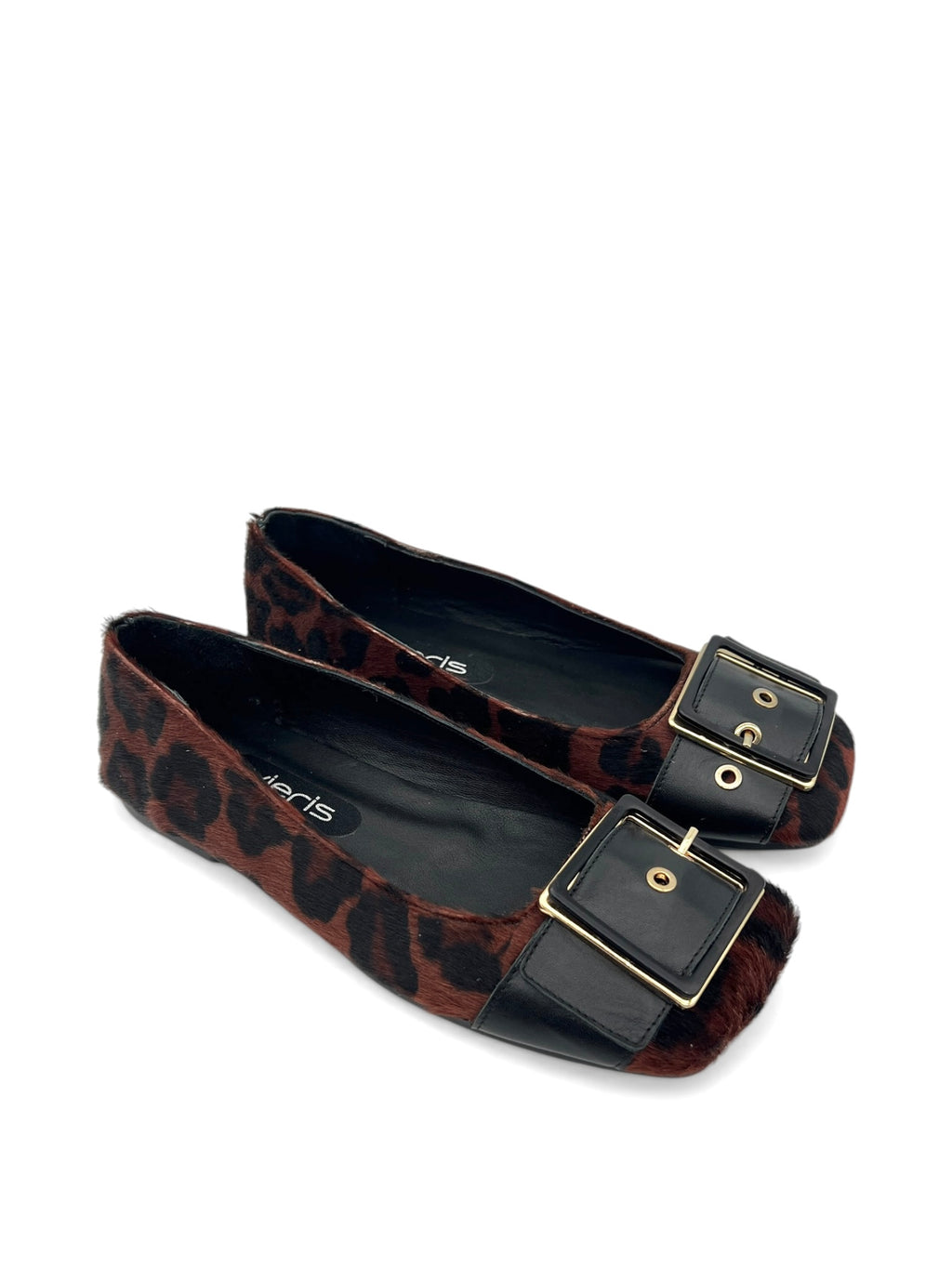 Leopar Desenli Hakiki Deri Modern Toka Detaylı Küt Burun Kadın Babet (35OC03803)