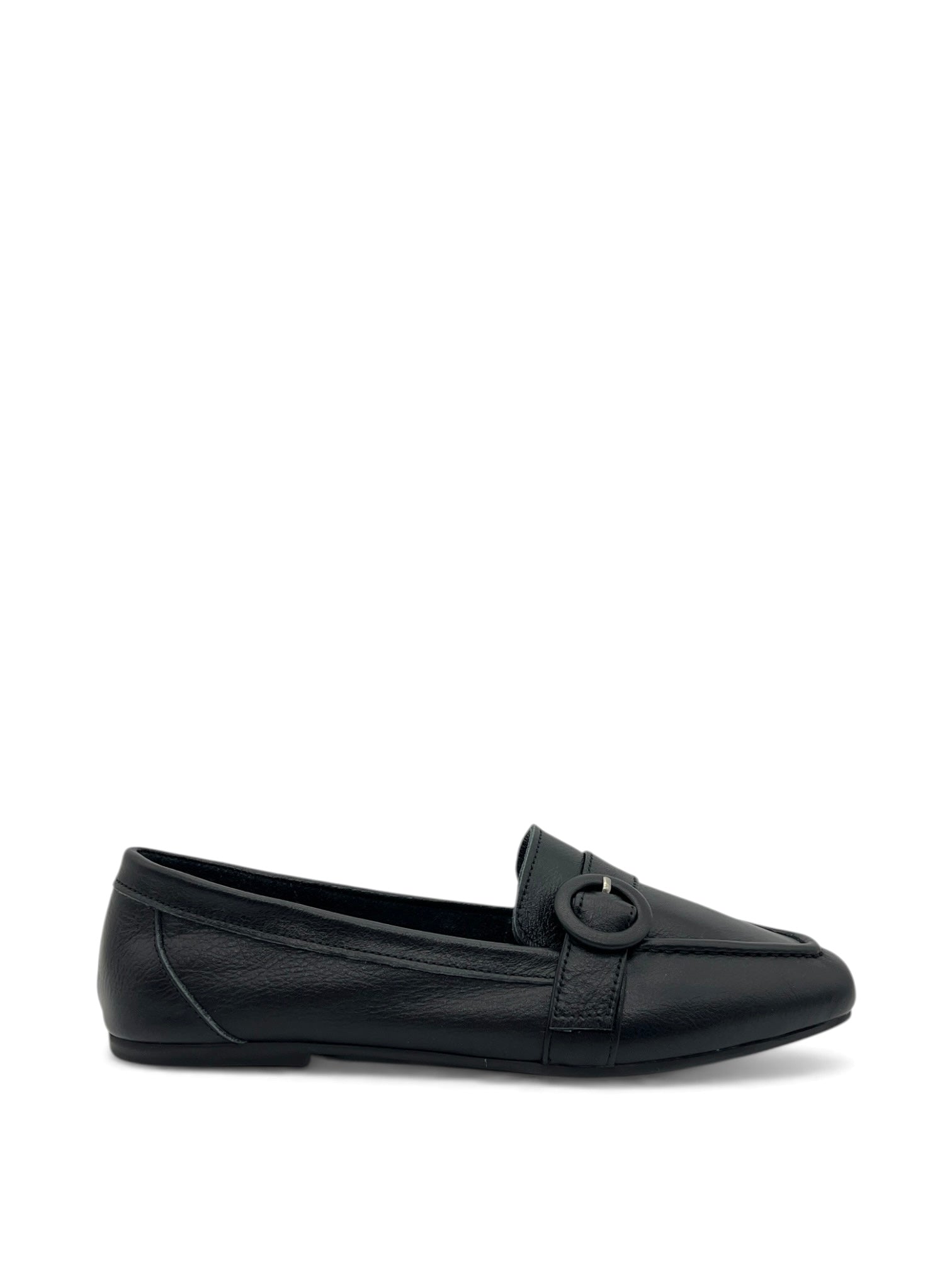 Siyah Hakiki Deri Şık Toka Detaylı Kadın Babet (35OC19201)