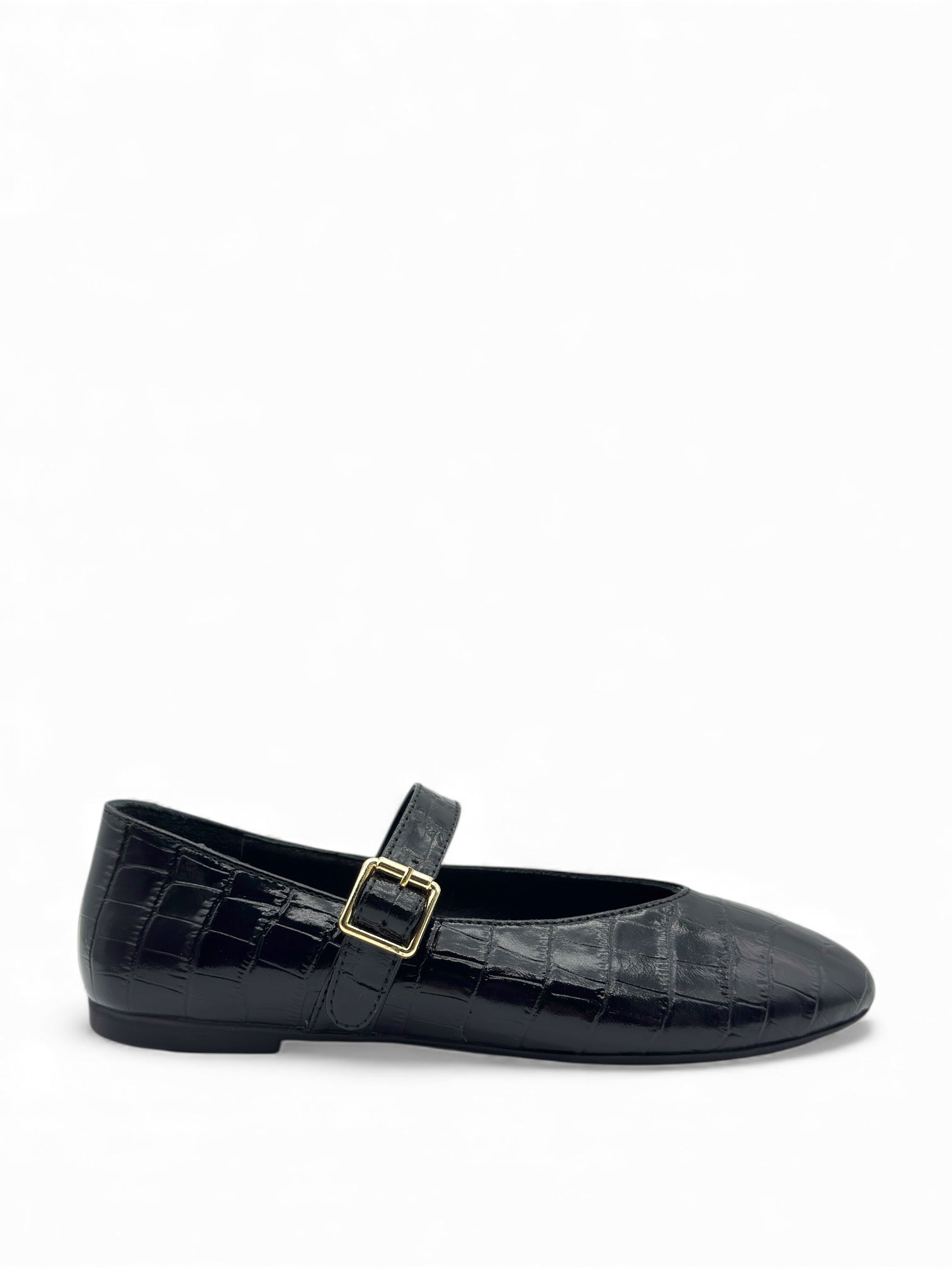 Nox Siyah Kroko Hakiki Deri Toka Detaylı Mary Jane Kadın Babet