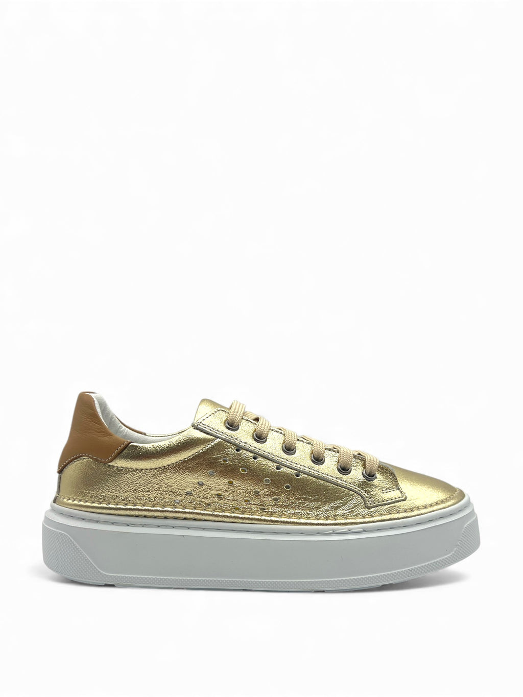 Ravella Hakiki Deri Basic Gold Kadın Sneaker