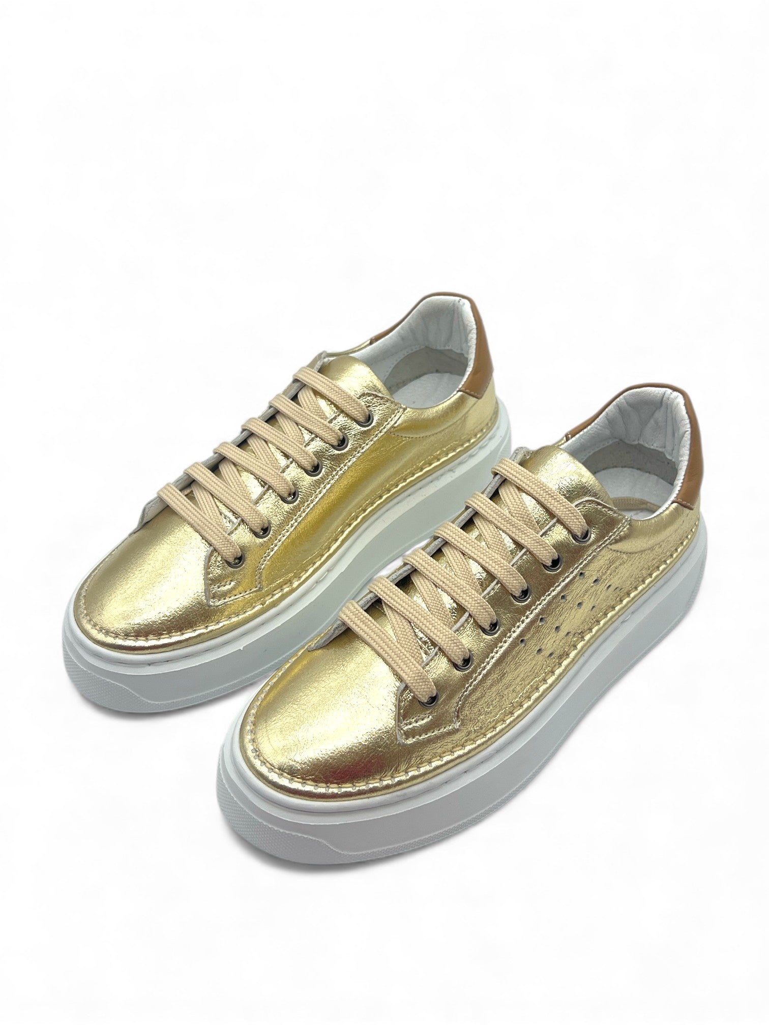 Ravella Hakiki Deri Basic Gold Kadın Sneaker