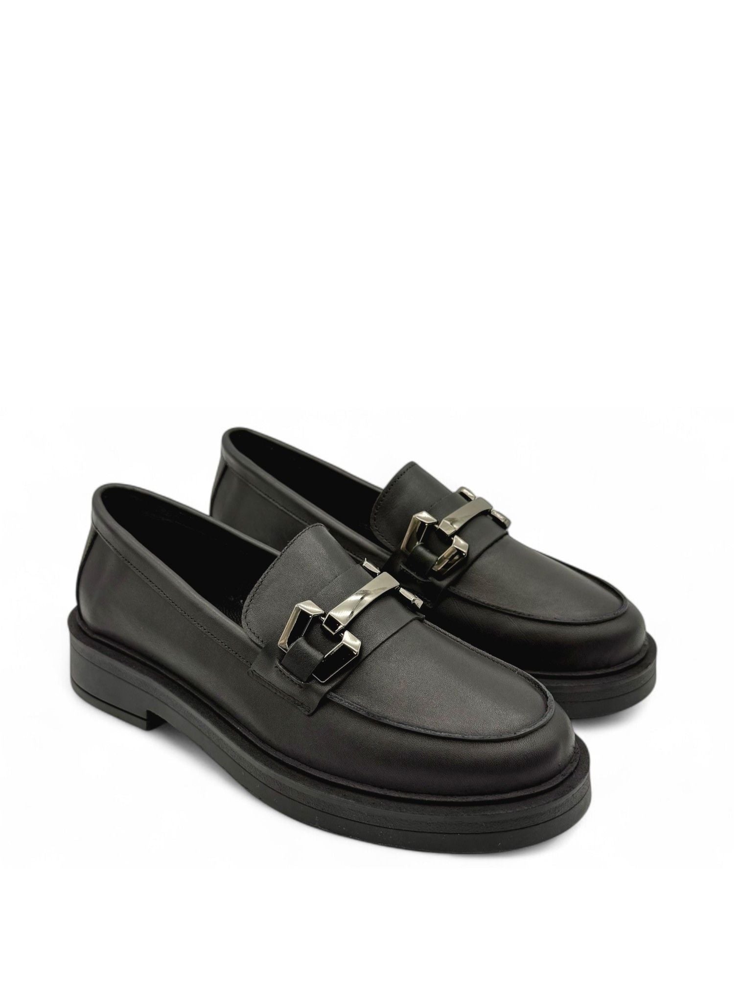 Roven Siyah Hakiki Deri Kadın Loafer
