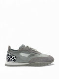 Trenox Gri Süet / Leopar Multicolor Hakiki Deri Fashion Kadın Sneaker