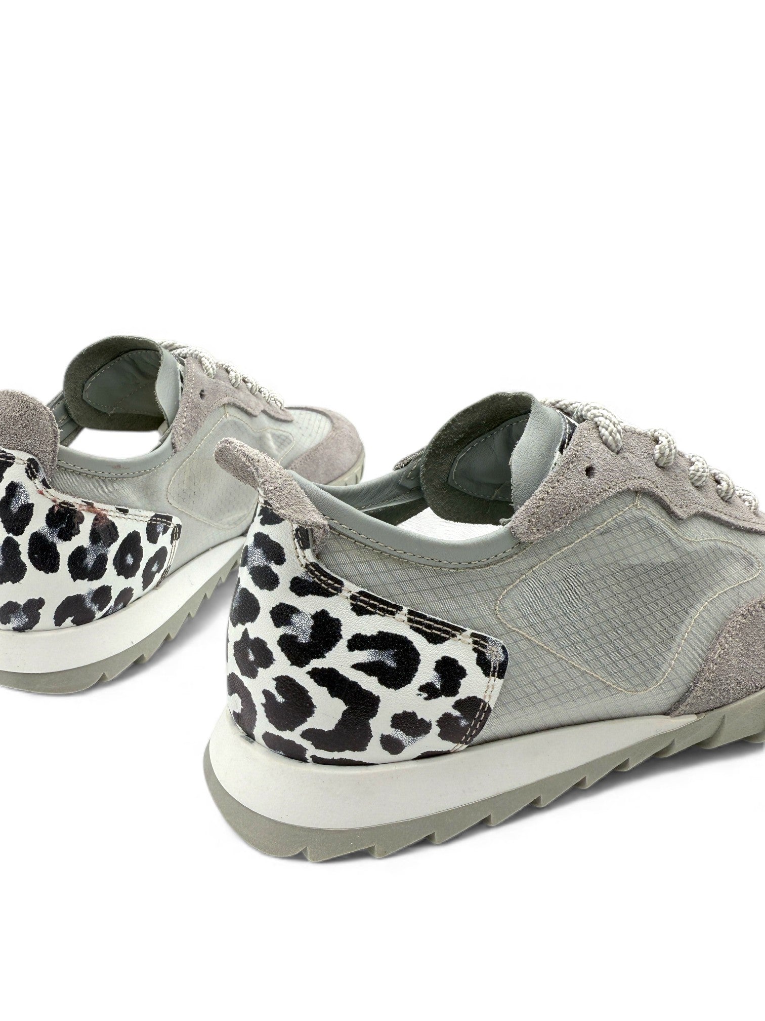 Trenox Gri Süet / Leopar Multicolor Hakiki Deri Fashion Kadın Sneaker
