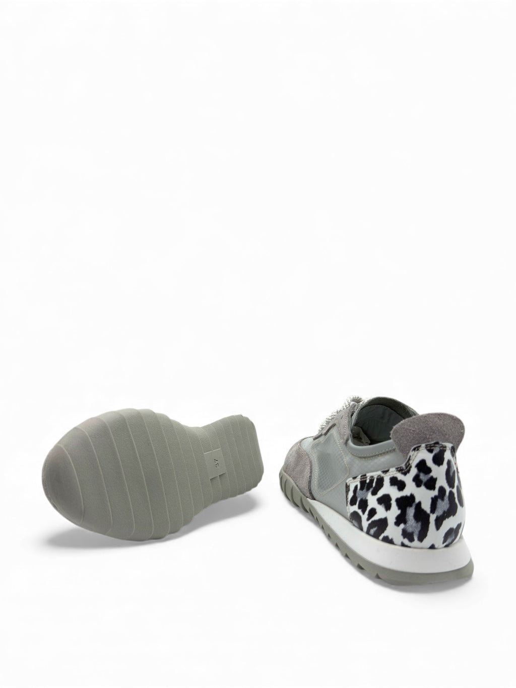 Trenox Gri Süet / Leopar Multicolor Hakiki Deri Fashion Kadın Sneaker