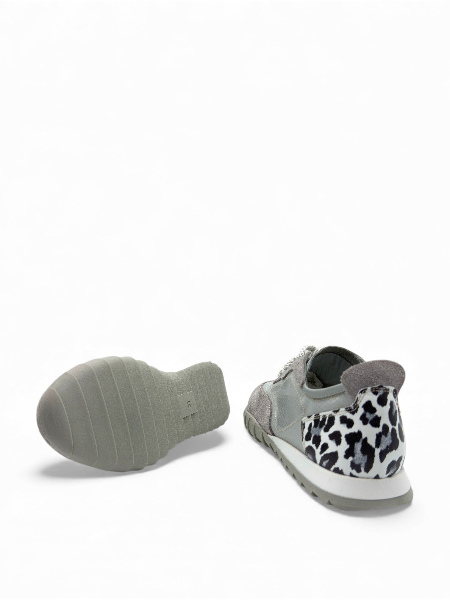 Trenox Gri Süet / Leopar Multicolor Hakiki Deri Fashion Kadın Sneaker